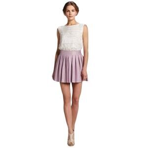 ALICE + OLIVIA DARA Lavender Leather PLEATED MINI SKIRT 4